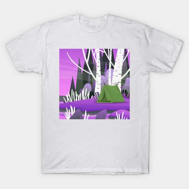 Landscape Art Lake Purple Pink T-Shirt by Tshirtstory